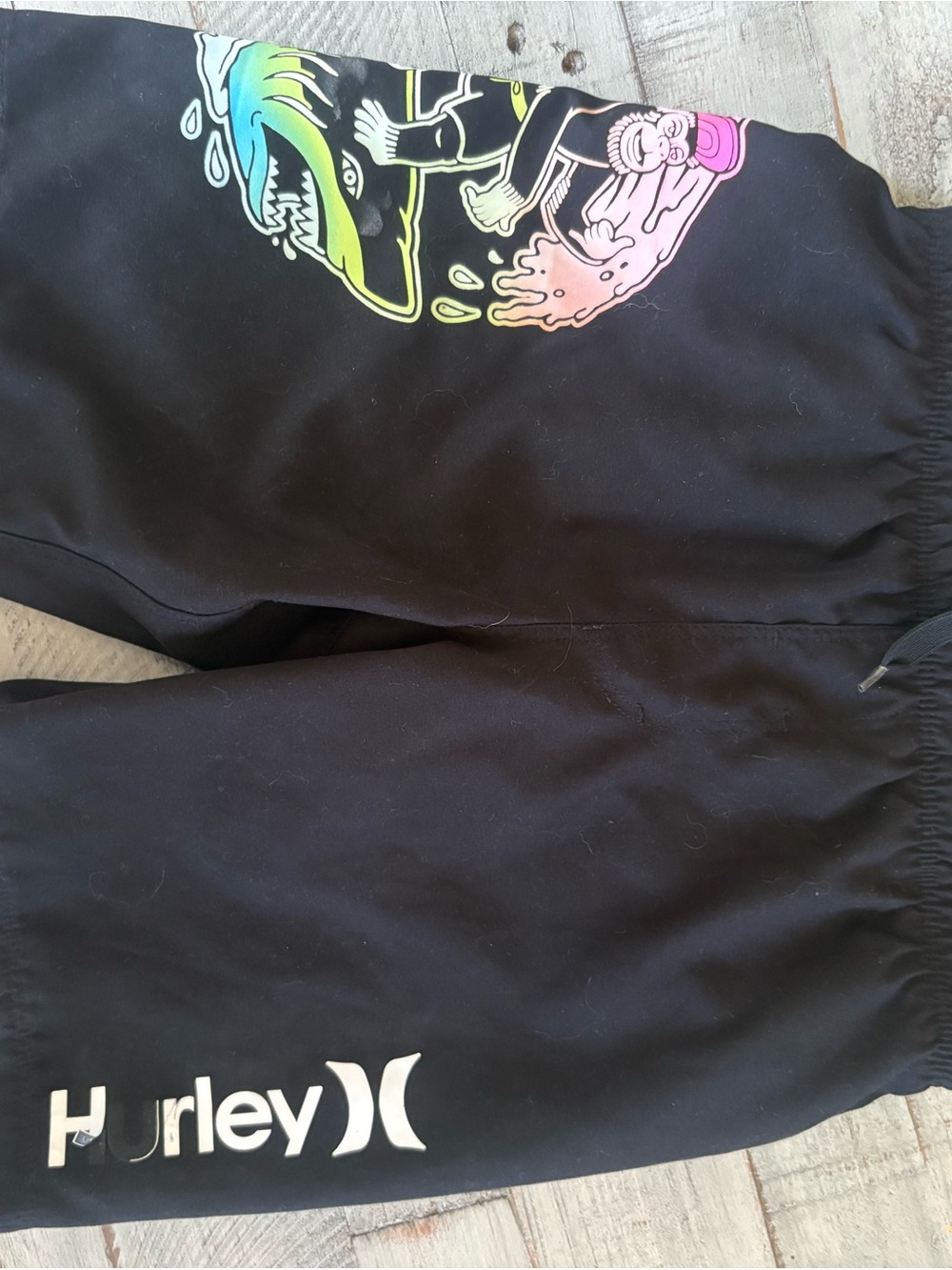 Hurley Black Boys Swim Trunks with Neon Graphic size 7
